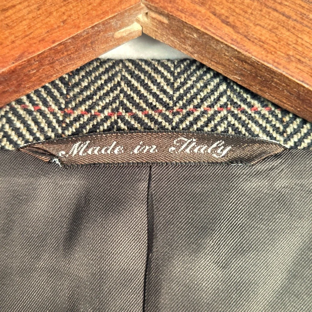 Canali Loro Piana Cashmere Wool Herringbone Sport Coat Mens 42L Brown Blazer